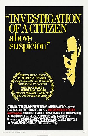 Cover image of the movie Investigation of a Citizen Above Suspicion (1970)